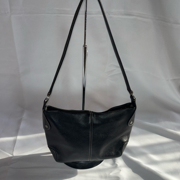 Vintage Fossil Black Smooth Leather Shoulder Bag - Picture 1 of 10